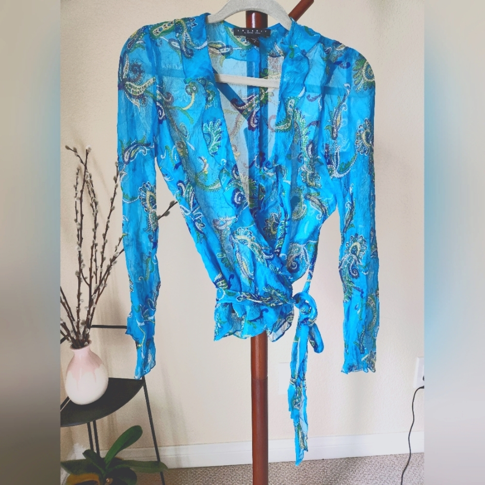Silk, poly. sheer wrap cardigan, Laundry by Shelli Segal